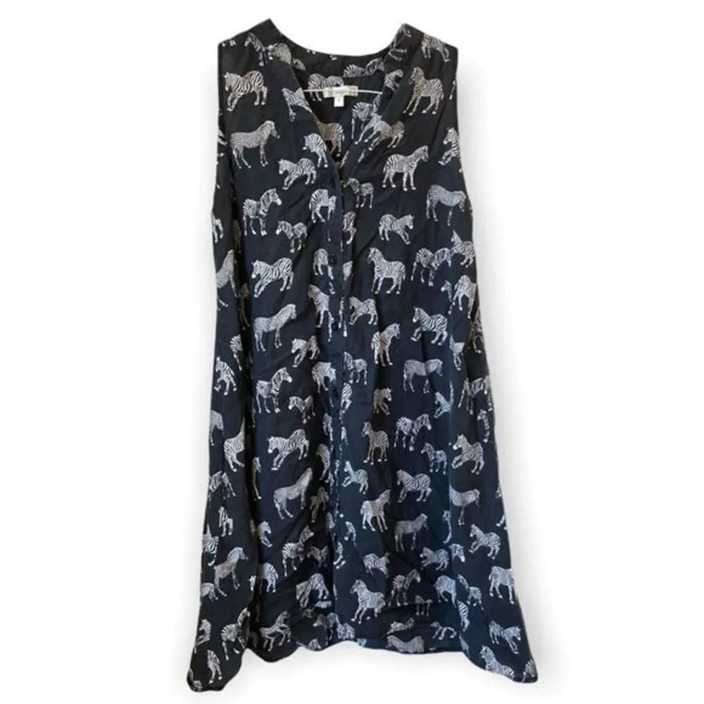 ANTHROPOLOGIE Porridge Zebra Print Shirt‎ Dress Mini Sleeveless Size 4 Novelty - Picture 2 of 6